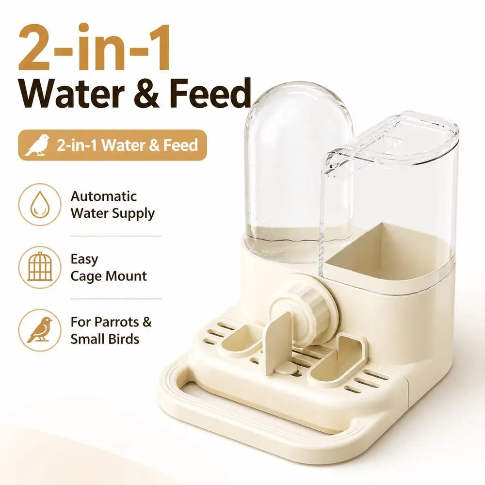 2-in-1 Automatic Bird Water Dispenser & Feeder for Parrots