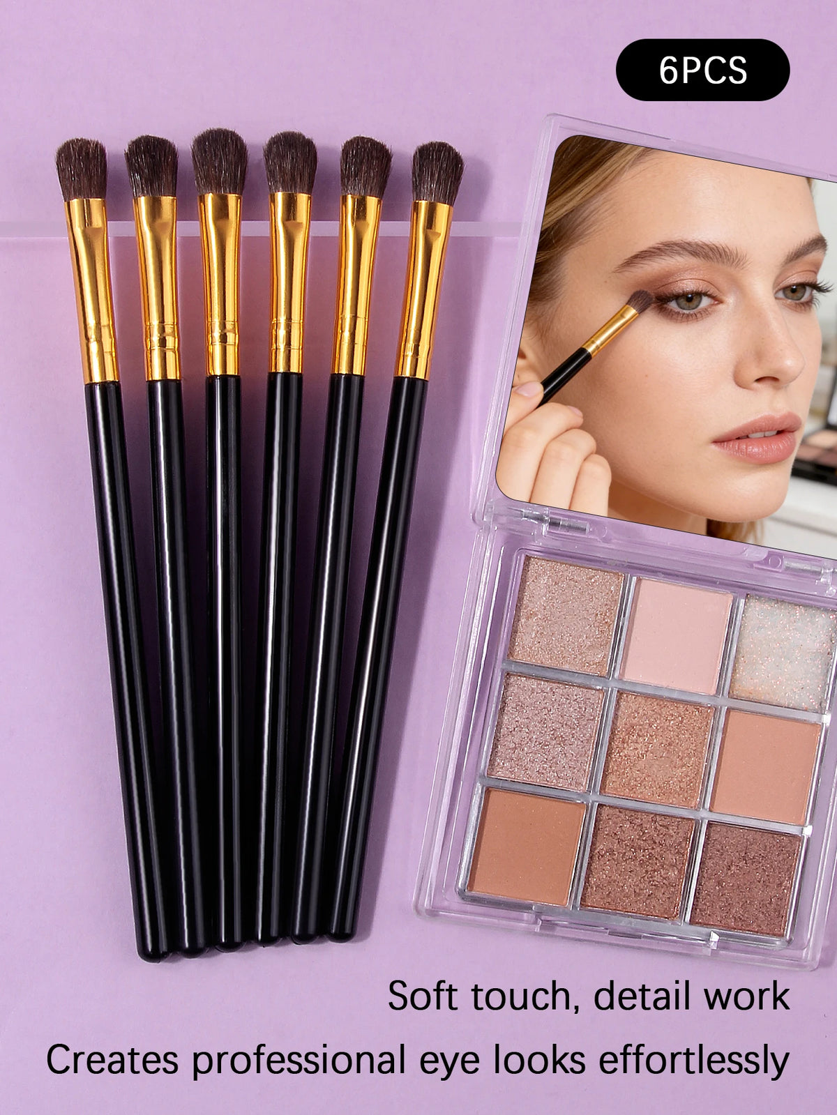 6-Piece Horsehair Eyeshadow Brush Set – Blending & Contouring Eyeshadow Brush Set Nixie