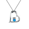 Owl Heart Pendant Necklace | Blue Opal Crystal Mood Tracker Pendant Necklace Nixie Blue