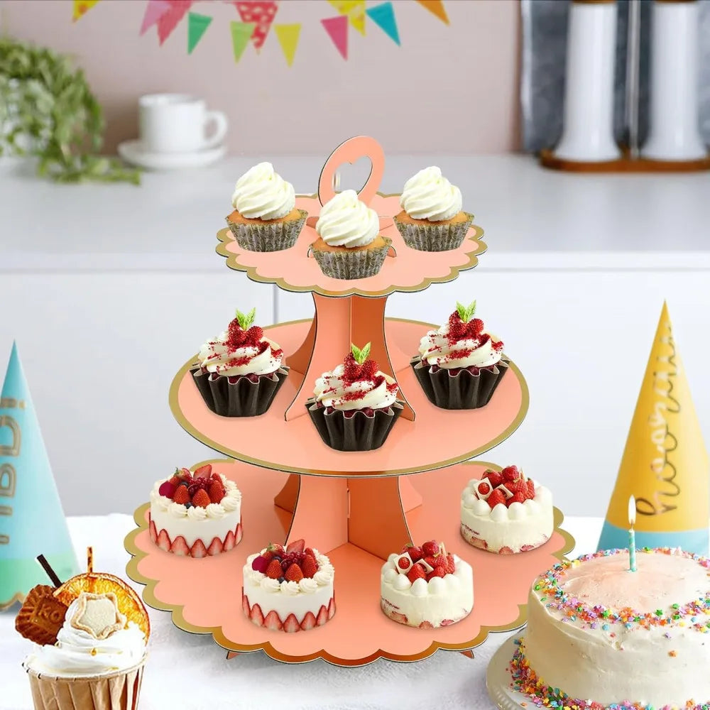 3-Tier Hot Stamping Paper Cake Stand for Parties & Weddings Cake Stand Nixie