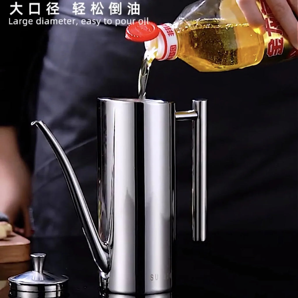 304 Stainless Steel Oil Pot – Large Capacity Food Grade Oil Storage Pot Nixie