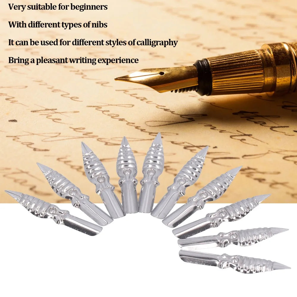 10PCS Metal Dip Pen Nibs – Replaceable Calligraphy Nibs Set Calligraphy Pen Nibs Nixie