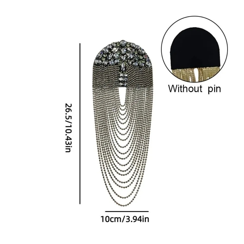 Rhinestone Diamond Tassel Epaulet Detachable Shoulder Brooch Shoulder Brooch Nixie