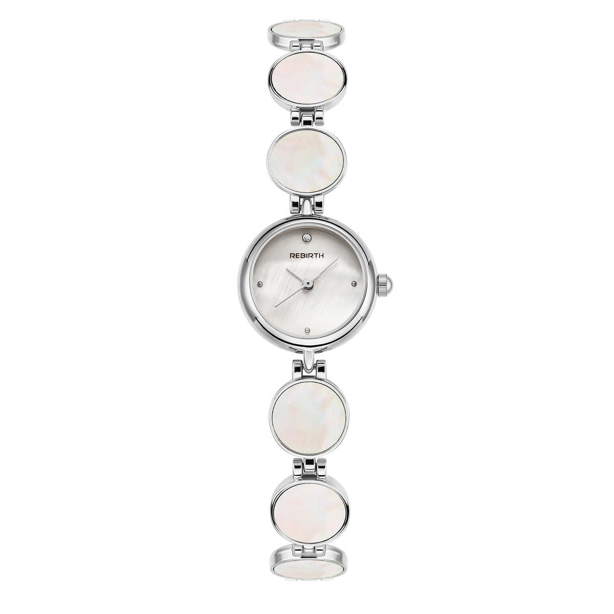 REBIRTH Women's Quartz Watch | Mother-of-Pearl & Diamond Dial Women's Quartz Watch Nixie Silver