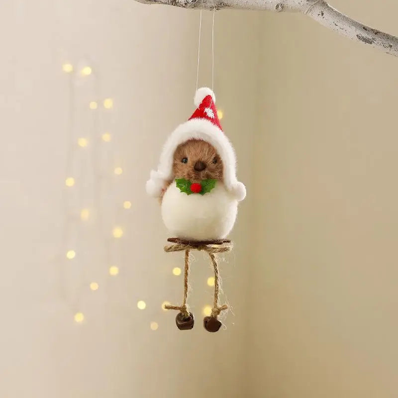 Christmas Plush Bird Ornaments – Santa Outfit & Jingle Bells Christmas Tree Ornament Nixie