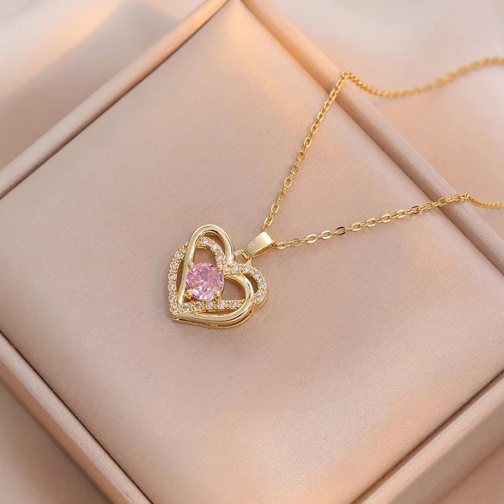 Interwoven Heart Pendant Necklace – Stainless Steel Choker Pendant Necklace Nixie XL1200-119
