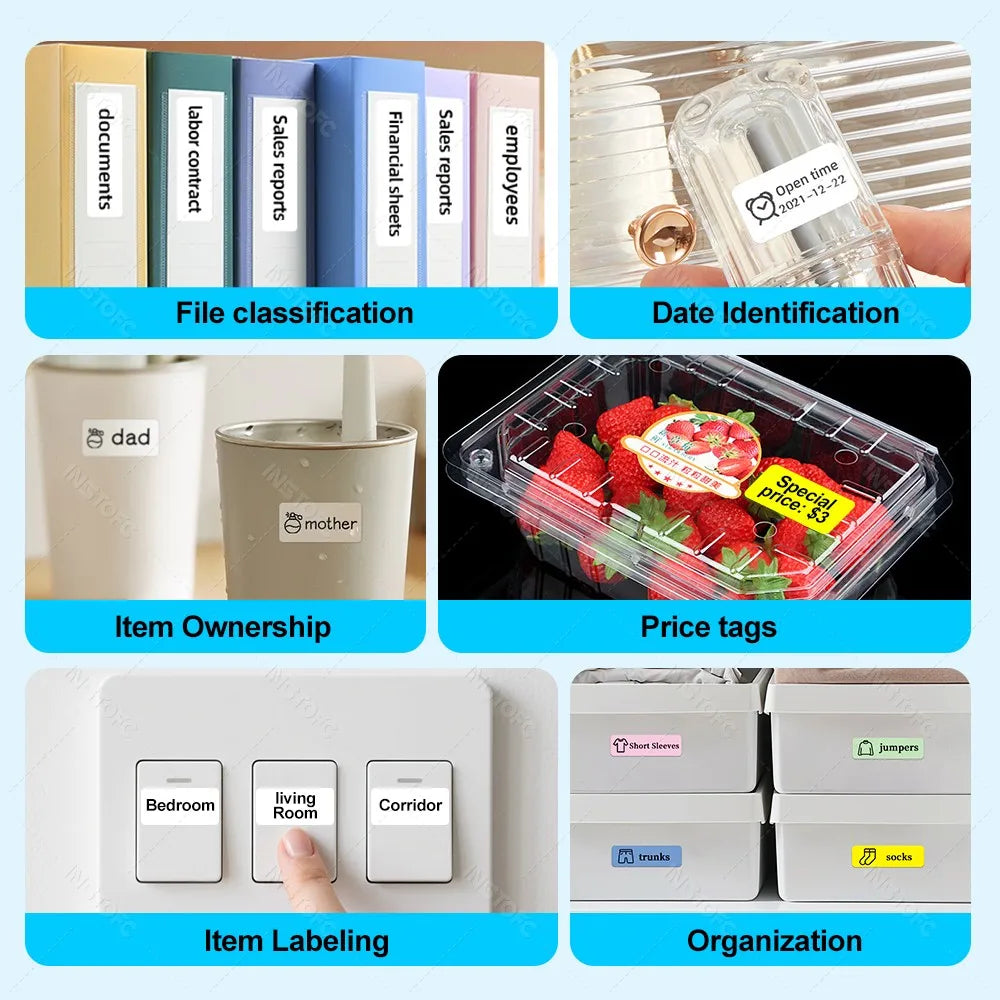 INSTOFC Pocket Bluetooth Thermal Label Printer 12-15mm