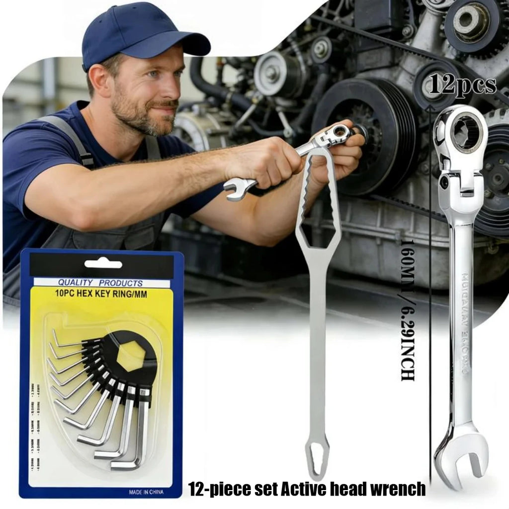 12-Piece Vanadium Steel Combination Wrench Set | Cr-V Tools Combination Wrench Set Nixie Active head wrench