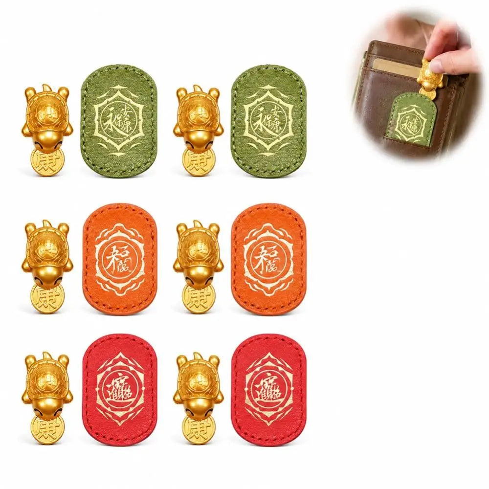 Brass Golden Turtle Charm with Leather Sleeve | Wallet Keepsake