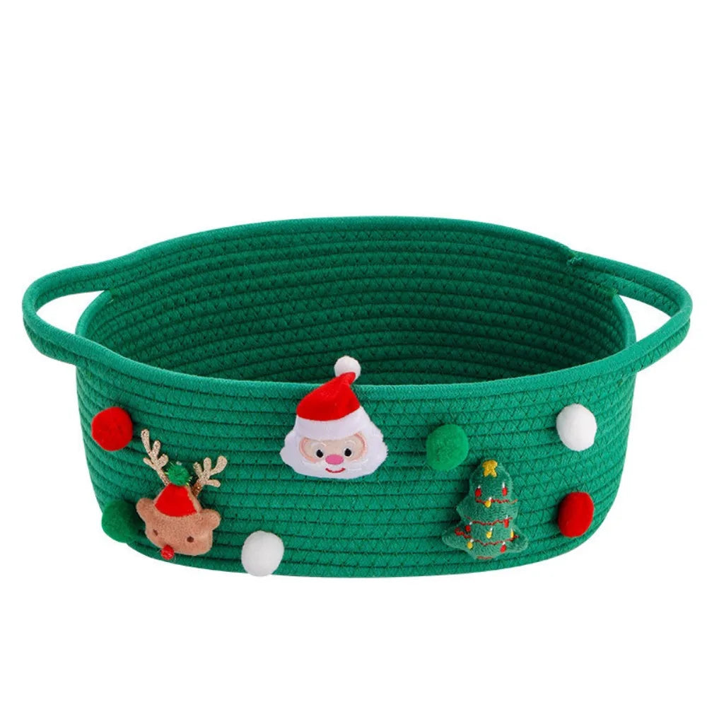 Christmas Gift Basket Large Capacity Cotton Rope – Green & Red Christmas Gift Basket Nixie Green - L