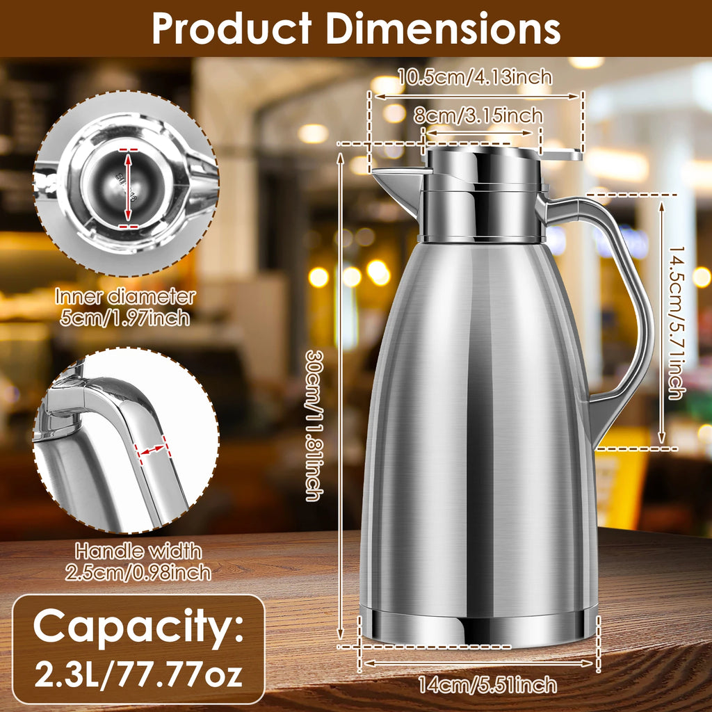2.3L Vacuum Insulated Thermal Carafe – Stainless Steel Coffee Jug Thermal Carafe Nixie