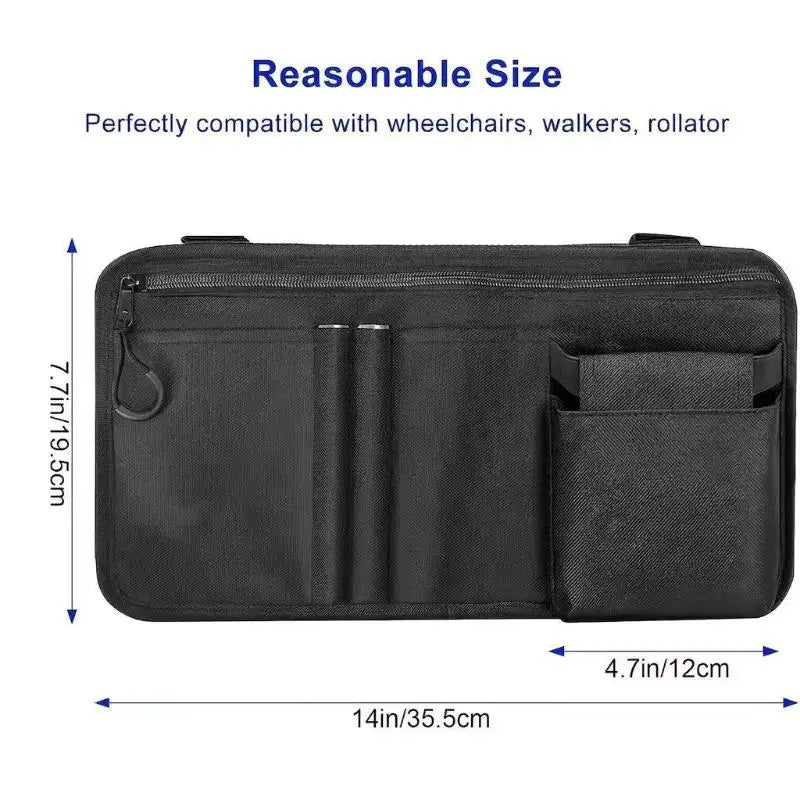 Wheelchair Side Bag with Cup Holder – Oxford Storage Pouch Wheelchair Armrest Bag Nixie