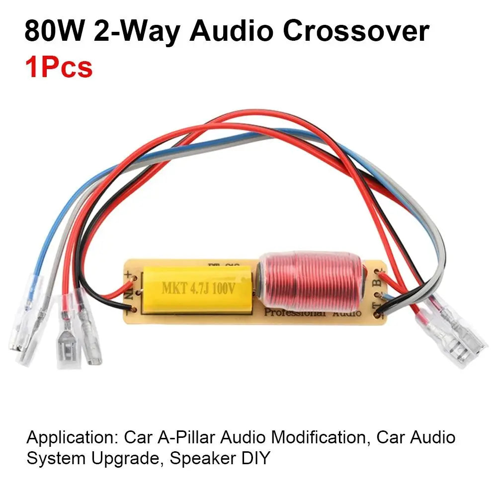 80W 2-Way Car Audio Crossover HiFi Frequency Divider 4-8Ω Car Audio Crossover Nixie