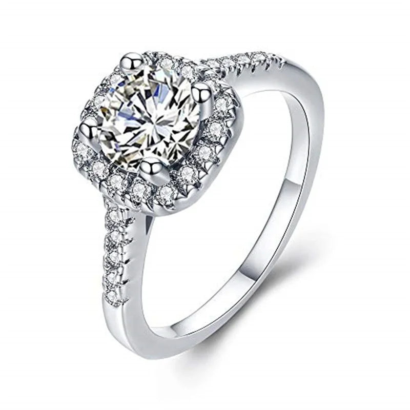 925 Sterling Silver Cushion Cut Halo CZ Solitaire Ring 2.45 Cttw Sterling Silver Ring Nixie 7 WHITE