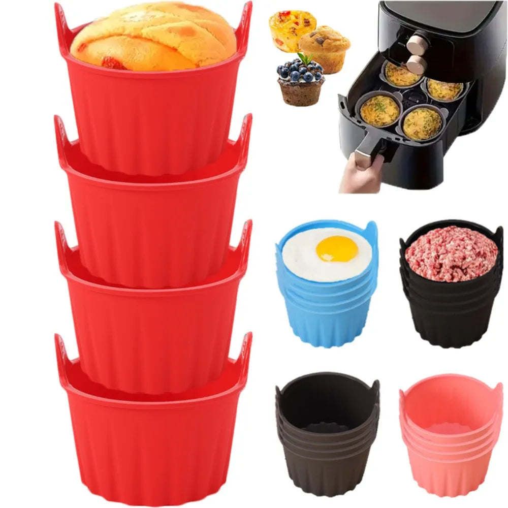 Silicone Baking Molds for Air Fryer & Steamer | Non-Stick Reusable Silicone Baking Molds Nixie