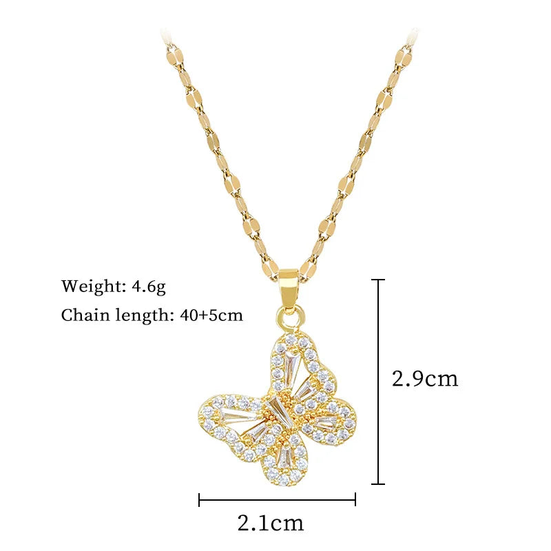 Butterfly Crystal Pendant Necklace – Women's Clavicle Chain Pendant Necklace Nixie