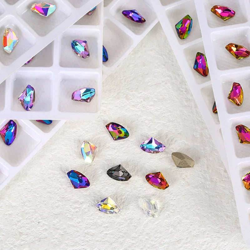 10Pcs 6x10mm Glass Crystal Nail Art Gems – Ax Shape Rhinestones Nail Art Gems Nixie