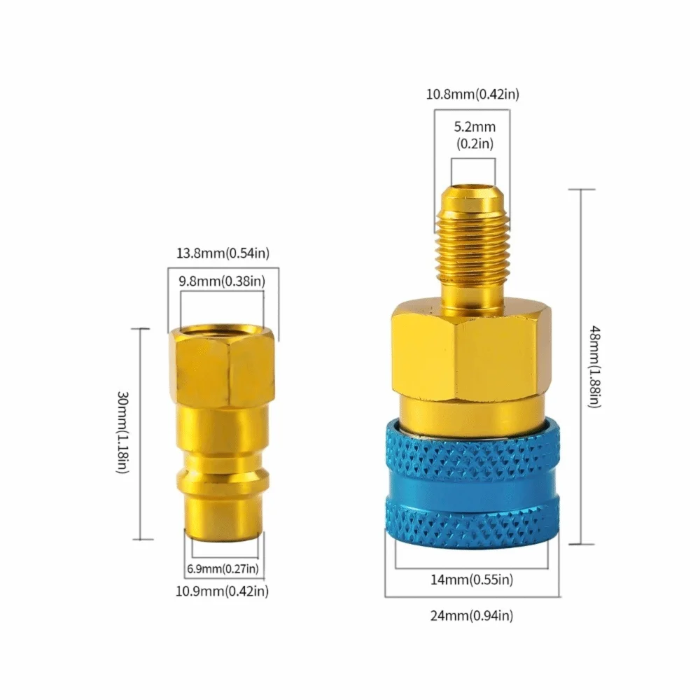 R1234YF to R134A Quick Coupler Adapter Kit – High & Low Side AC Coupler Adapter Kit Nixie Low Pressure
