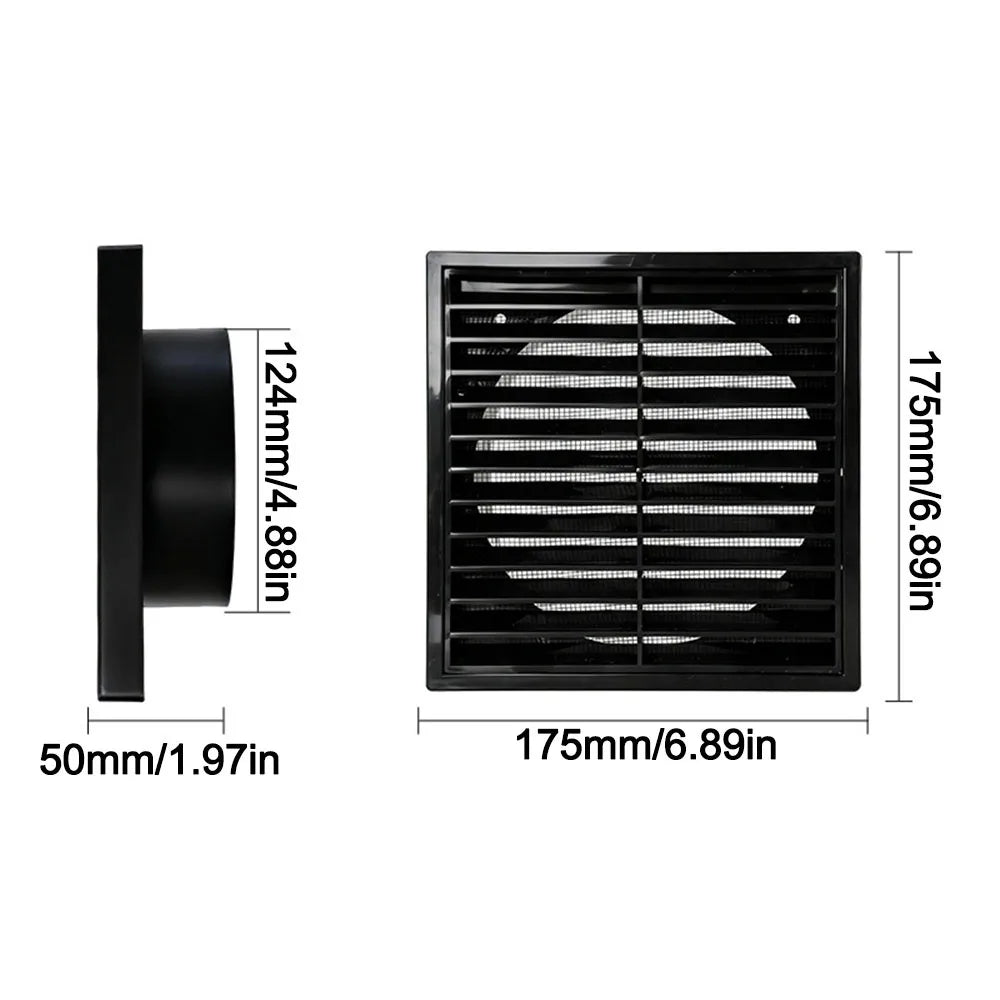 Square Air Vent Grille Cover 4–8 In | Aluminum Fiber Mesh Vent Grille Cover Nixie Black-5in