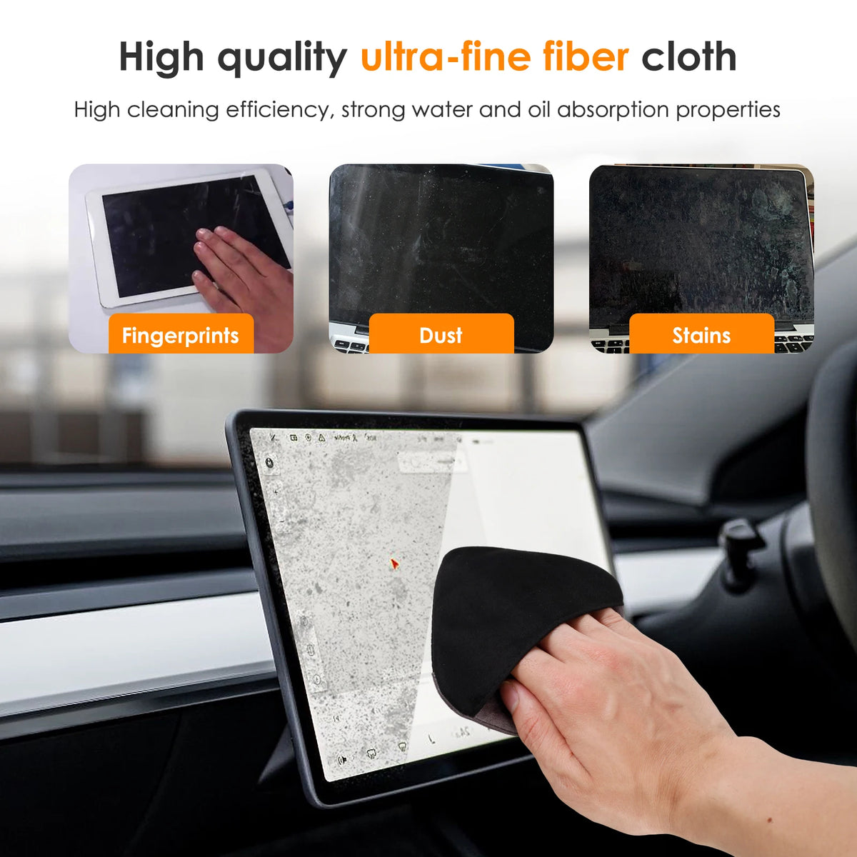 2Pcs Microfiber Car Screen Cleaner Cloth – Reusable Wipes Screen Cleaning Cloth Nixie