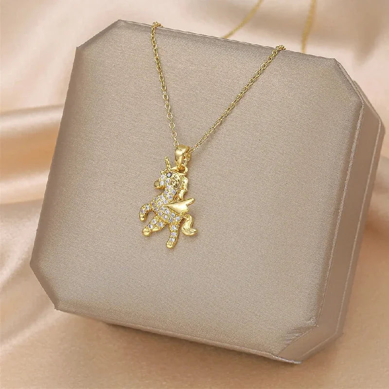 Animal Copper Pendant Gold Necklace – Collarbone Chain Pendant Necklace Nixie