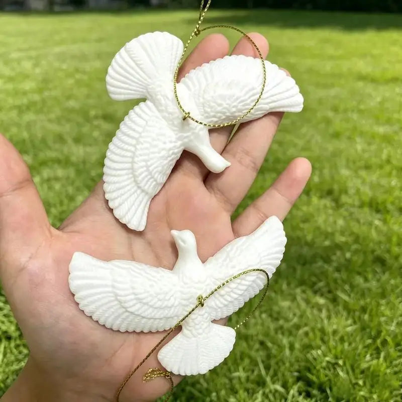 Lifelike Resin Hanging Dove Ornaments – 1 or 2 Pack Decor Hanging Bird Ornament Nixie