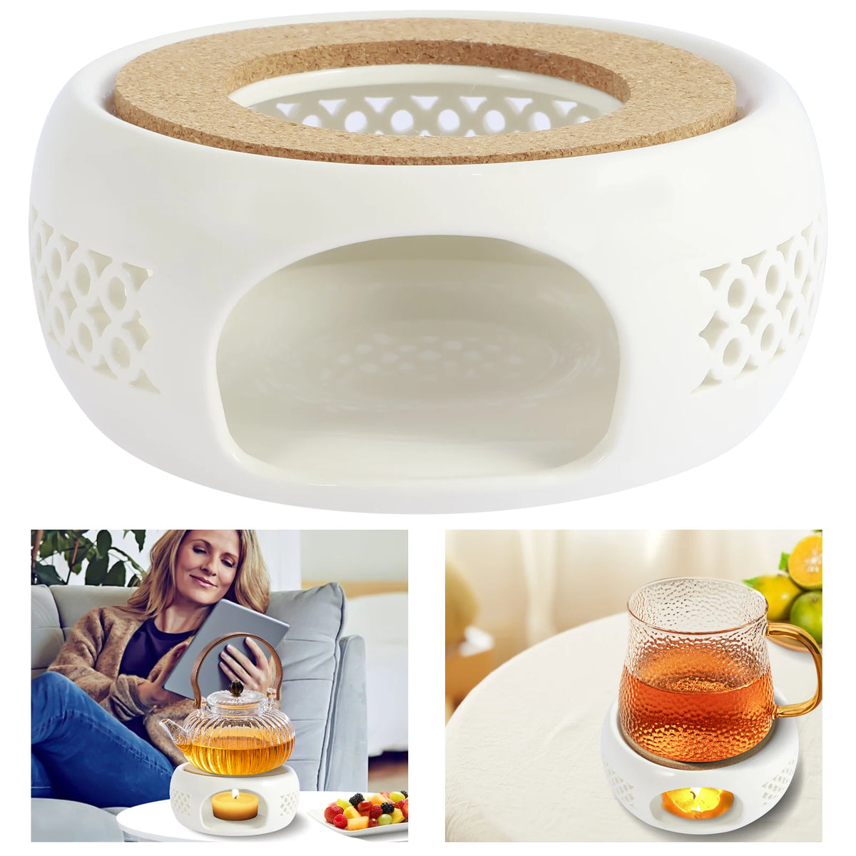 Hollow Ceramic Teapot Warmer Candle Heating Base Holder Teapot Warmer Base Nixie