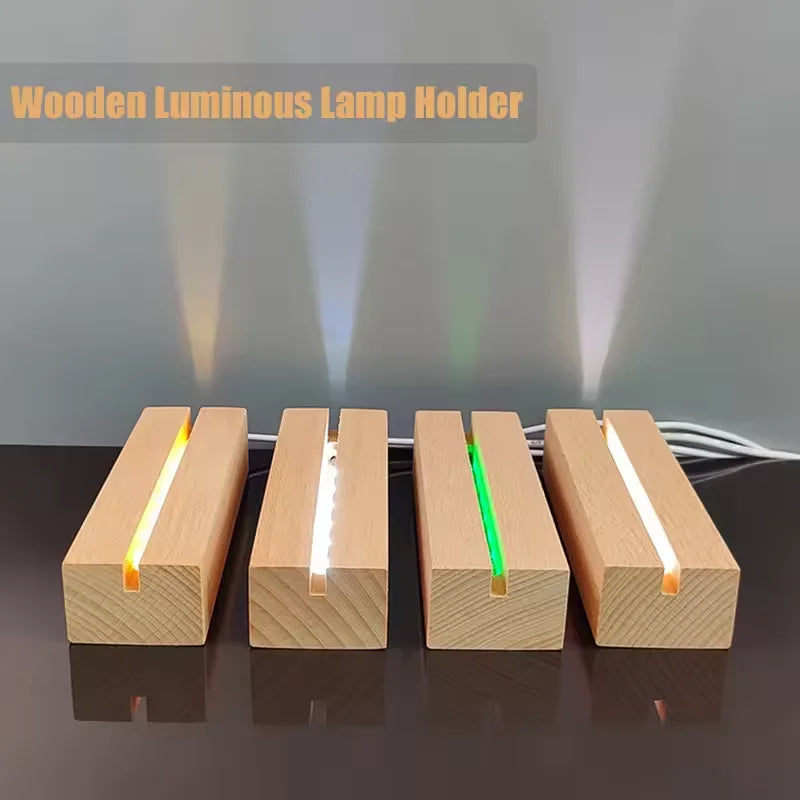LED Wooden Light Base for Crystal, Acrylic & Resin Art – USB LED Display Base Nixie