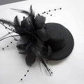 Kids Fascinator Hat 13cm Feather Flower Pillbox Hair Clip Kids Fascinator Hat Nixie Black