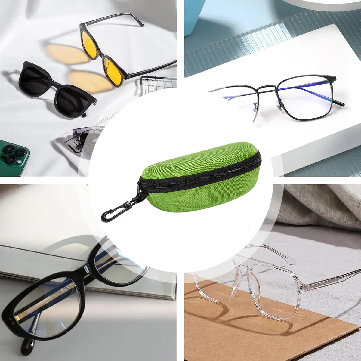 Hard Shell Travel Glasses Case – EVA Oxford with Belt Hook Eyeglass Case Nixie