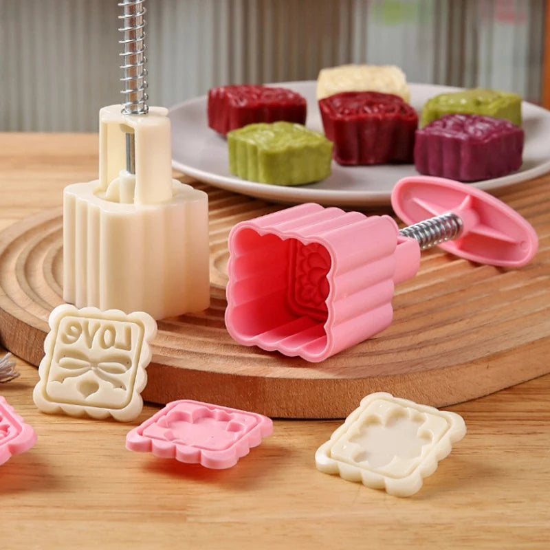 5-Piece Mooncake Mold Set | Hand Press Pastry Baking Stamps Pastry Baking Mold Nixie