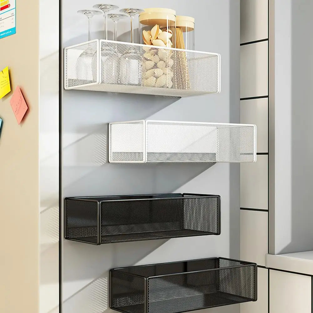 Magnetic Metal Basket Organizer – Fridge & Pegboard Rack Magnetic Storage Basket Nixie