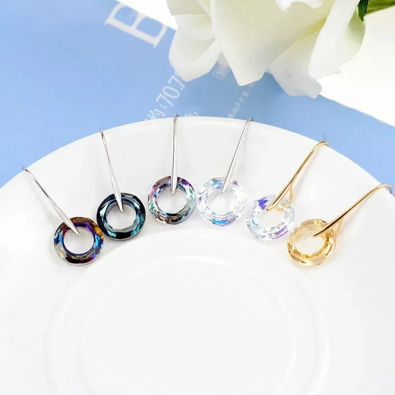 Crystal Circle Drop Earrings for Women | Gold Bohemian Dangle Dangle Earrings Nixie