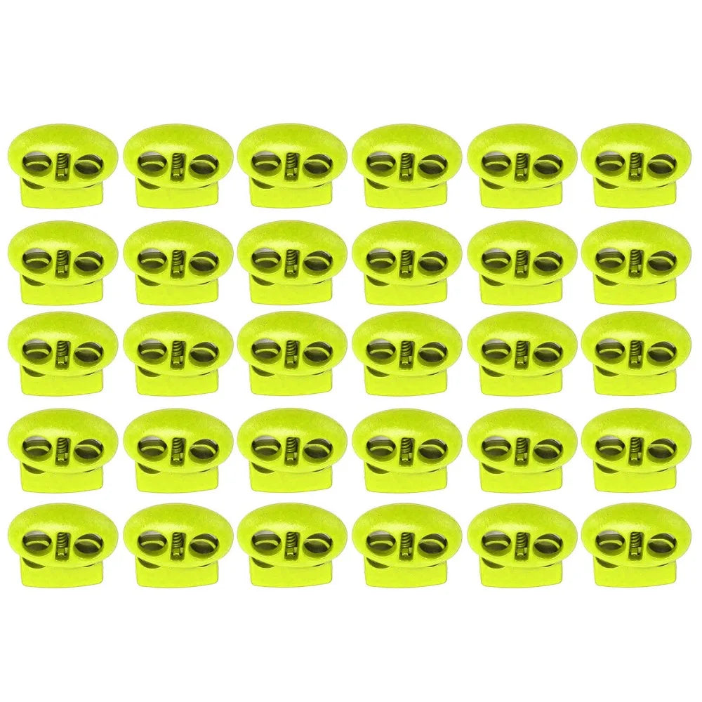 30pcs Metal Cord Locks Double Hole Spring Toggle Stoppers