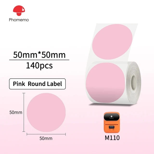 Phomemo M110 M200 M221 Clear Round Thermal Labels 1.57"