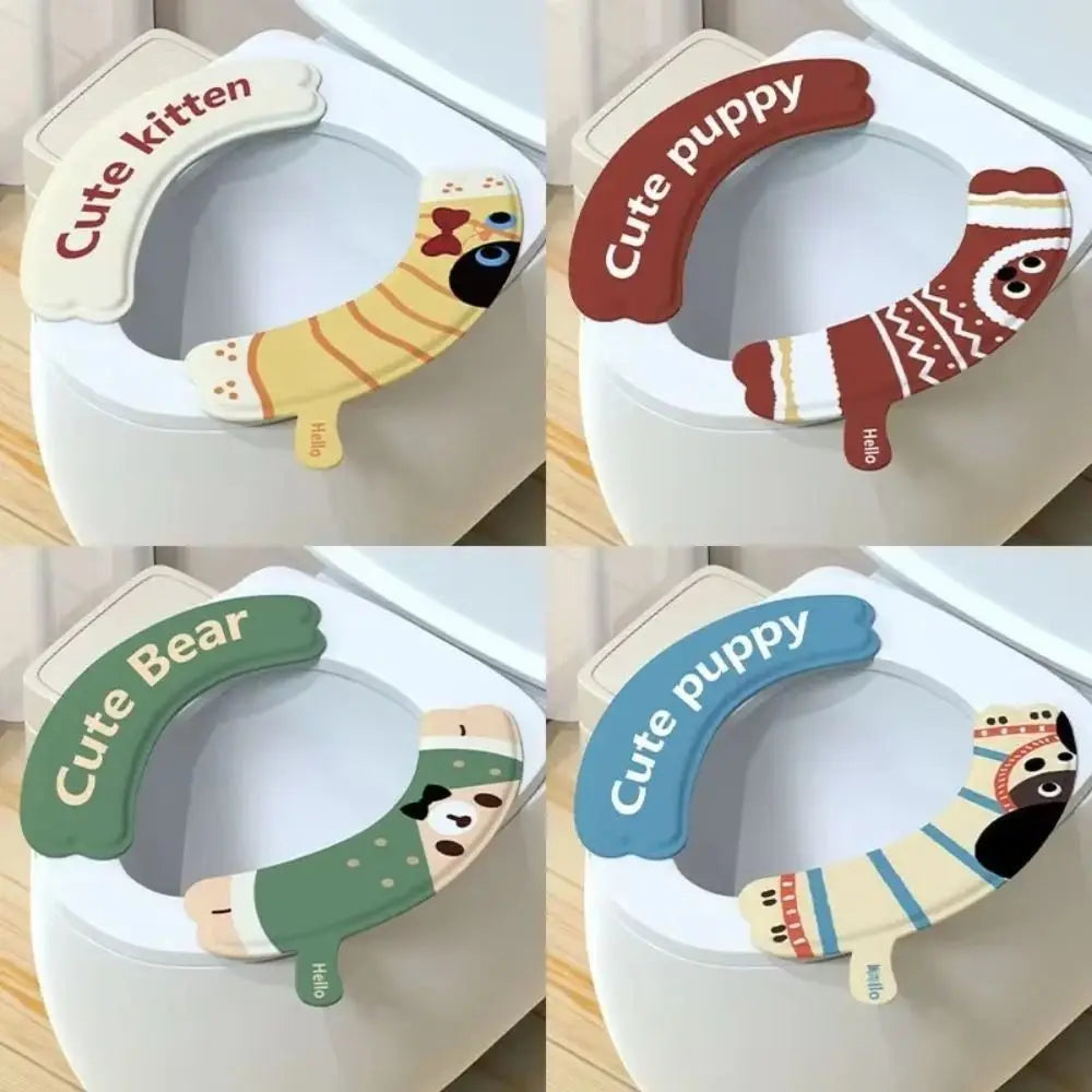 2Pcs Waterproof EVA Toilet Seat Covers with Cartoon Sticker Design Toilet Seat Cover Nixie
