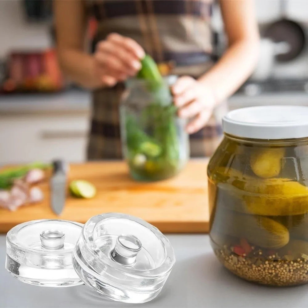 Glass Fermentation Weights with Handle – Wide Mouth Mason Jar Fermentation Weight Nixie