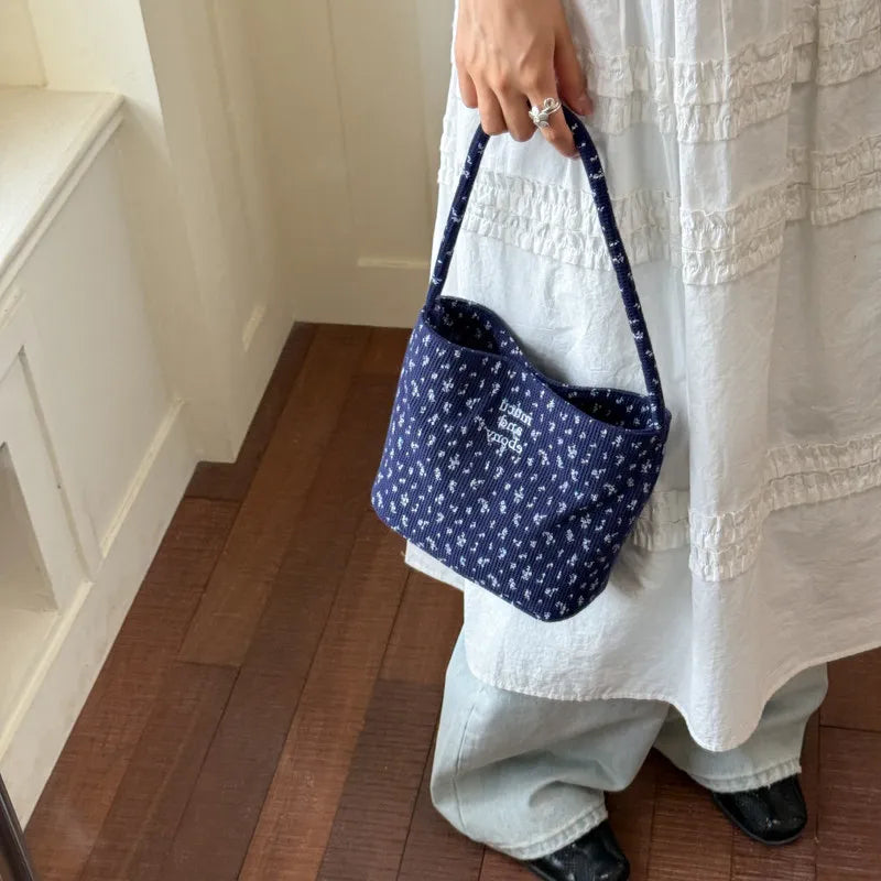 Plaid Floral Bucket Bag – Large Capacity Women's Crossbody Bucket Shoulder Bag Nixie