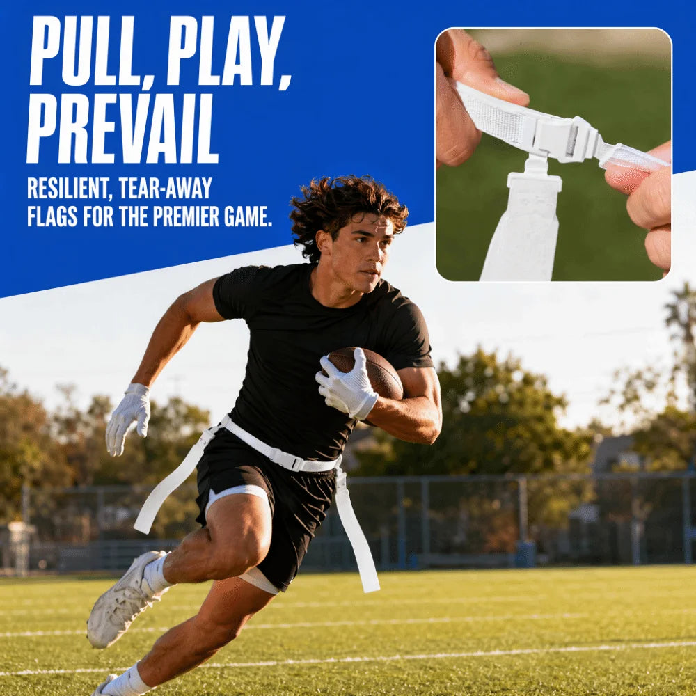 3-Piece Adjustable Flag Football Belt & Tear-Away Flag Set