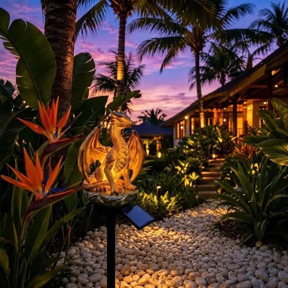 Dragon Solar Garden Stake Light – Warm Glow & Weatherproof Solar Garden Light Nixie