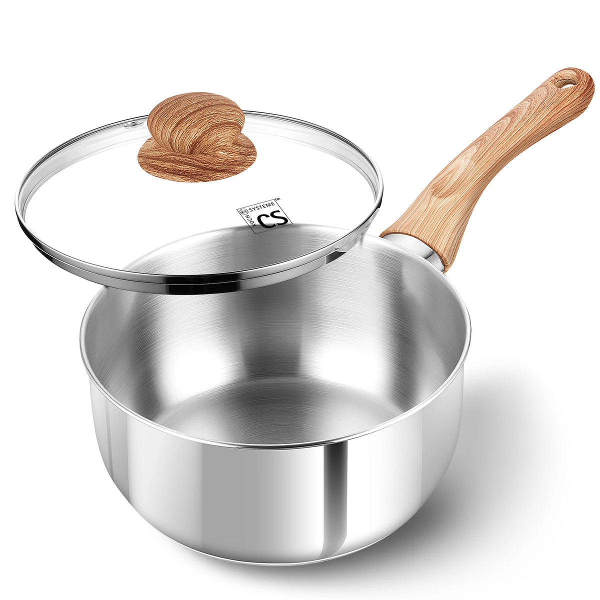 Koch Systeme CS 3-Piece Stainless Steel Saucepan Set with Lids Stainless Steel Cookware Set Nixie 3QT