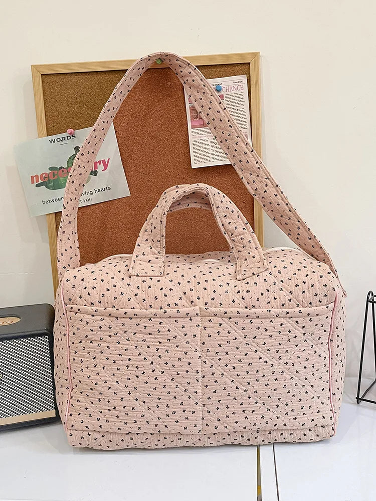 Women's Pink Floral Canvas Handbag – Large Shoulder Bag Women's Shoulder Bag Nixie