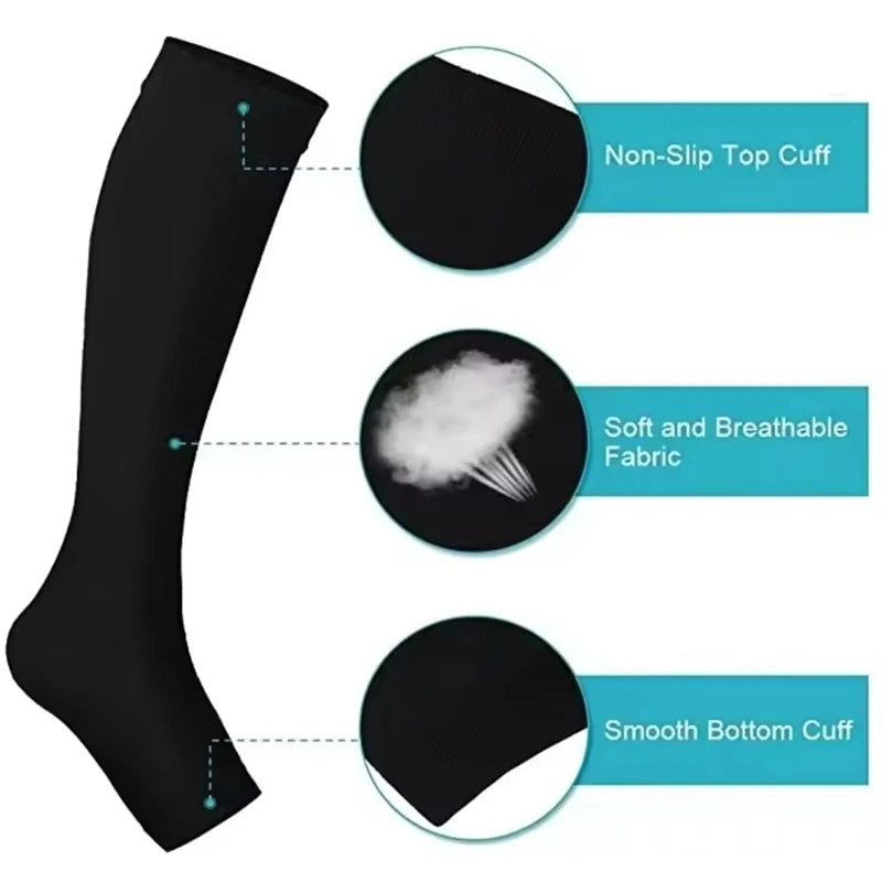 Graduated Compression Knee-High Stockings Open Toe S–XL Compression Stockings Nixie