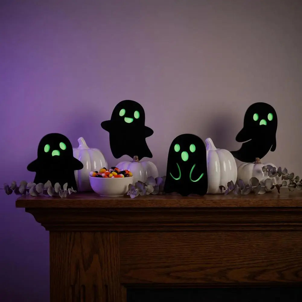 Halloween Glow-in-the-Dark Wooden Coasters – Anti-Slip Drink Mats Halloween Coasters Nixie