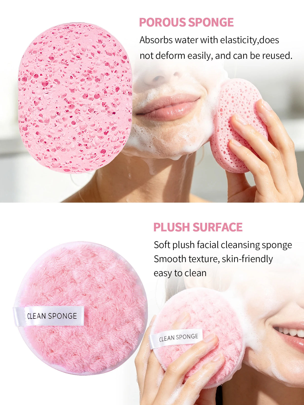4-Piece Facial Cleansing Sponge Set – Wet & Dry Powder Puff Facial Cleansing Sponge Nixie