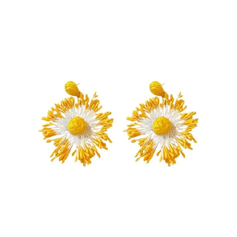 Handwoven Floral Raffia Drop Earrings for Women | Nixie Raffia Drop Earrings Nixie
