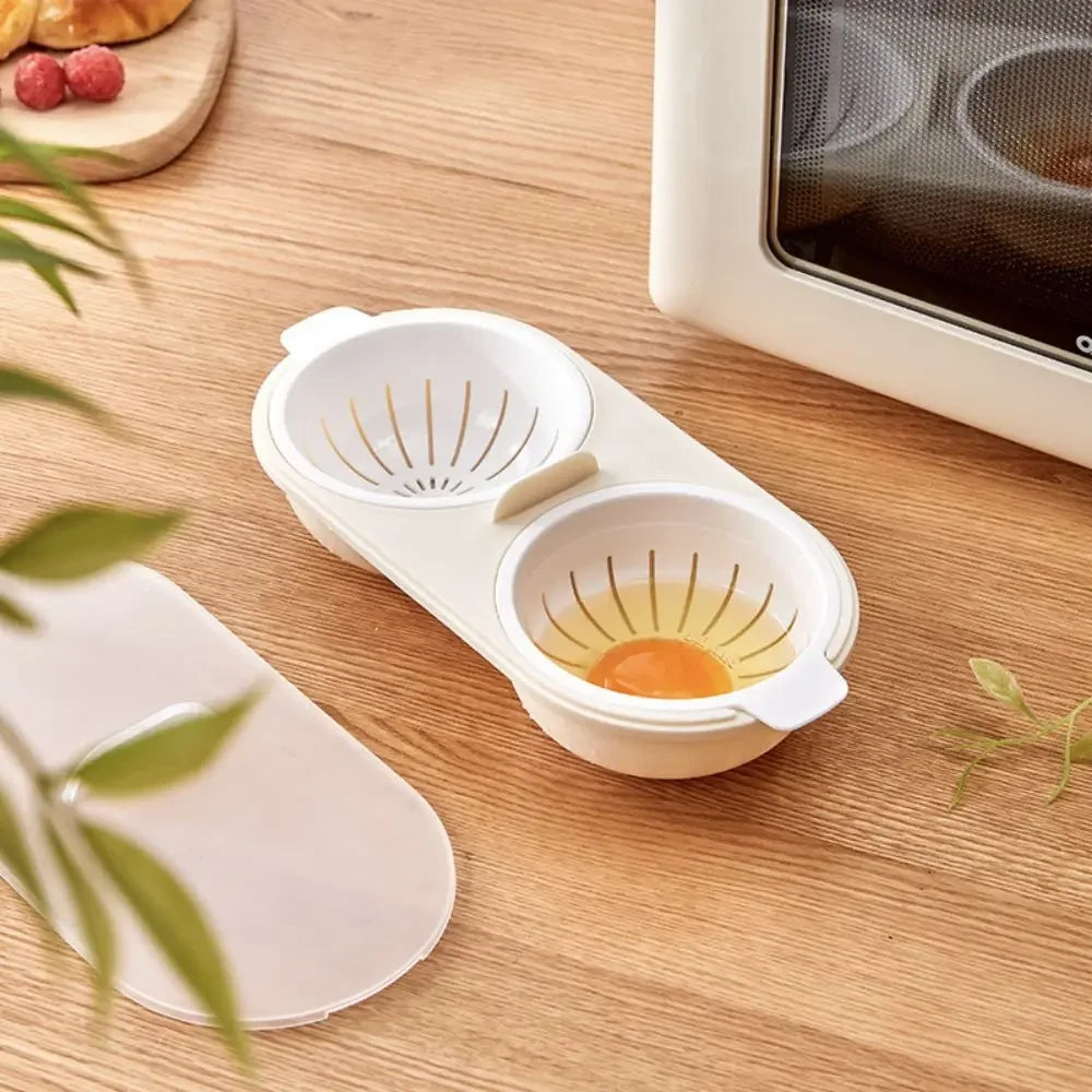 Microwave Egg Poacher Double Cup Non-Stick Egg Boiler Mold Egg Poacher Nixie