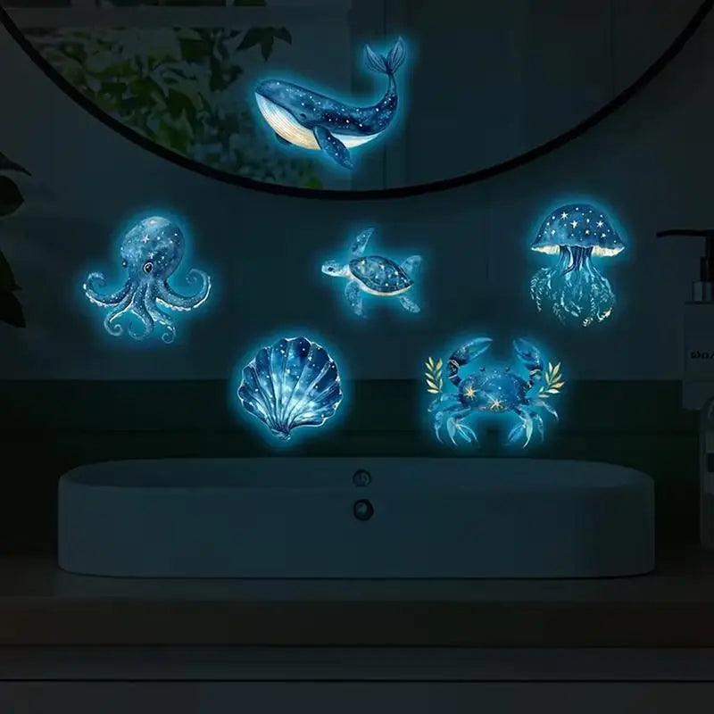 Glow in the Dark Marine Life Wall Stickers & Toilet Decals Wall Decal Sticker Nixie Default Title