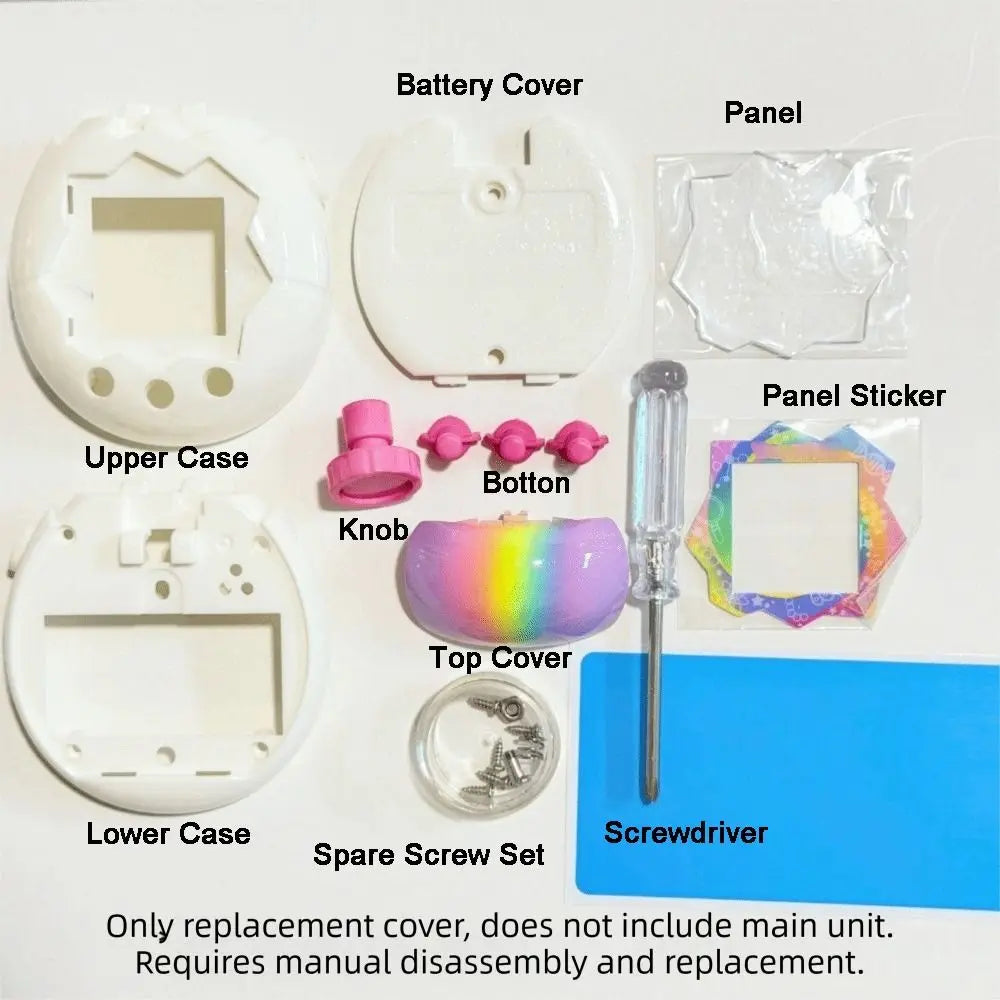 Rainbow Glitter Hard Shell for Tamagotchi Paradise – DIY Case Replacement Shell Kit Nixie