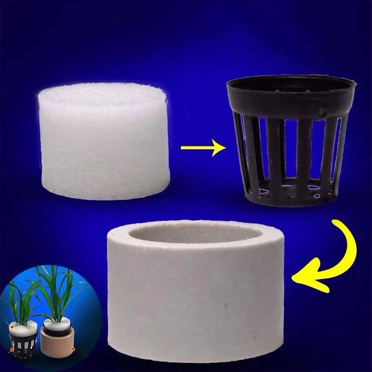 Ceramic Aquarium Plant Weights – 10-Set Fixing Rings & Baskets